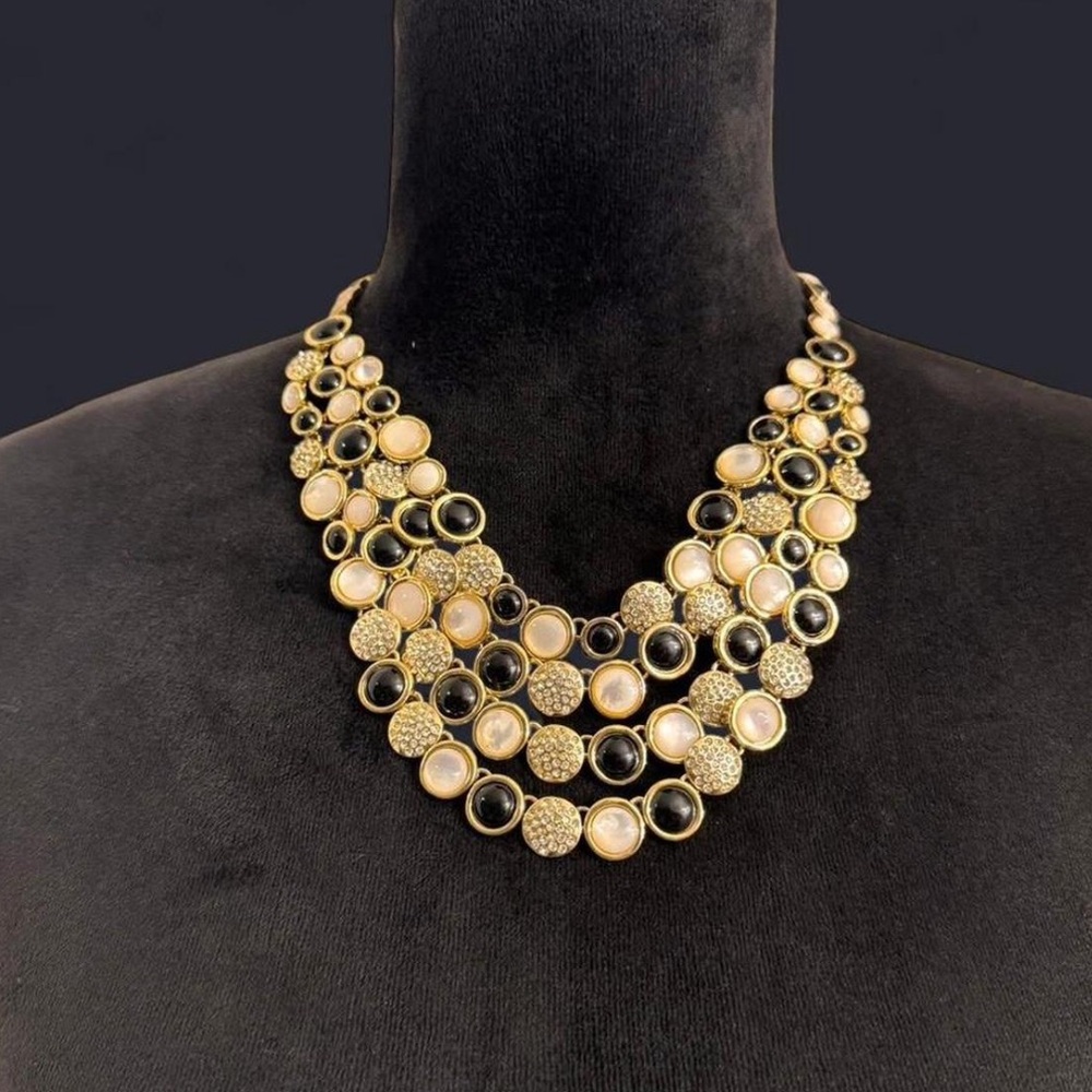 Talbots Gold and Black Multi-Strand Necklace